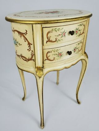 Vintage French Provincial Nightstand Commode Bedside Table Louis Xv Hand Painted