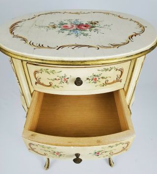 Vintage French Provincial Nightstand Commode Bedside Table Louis XV Hand Painted 5