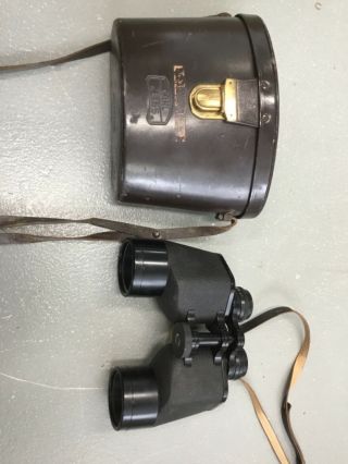 Vintage Carl Ziess 10 X 50 Binoculars In Leather Case