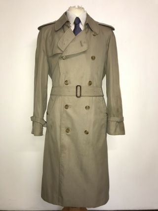 Burberry Mens Vintage Beige Cotton Trenchcoat - 40 - 42 - 44 Reg - Gorgeous Rain Coat