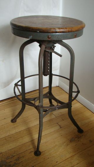 Vintage Toledo Metal Furniture Company Stool Adjustable Height,  Metal Foot Ring