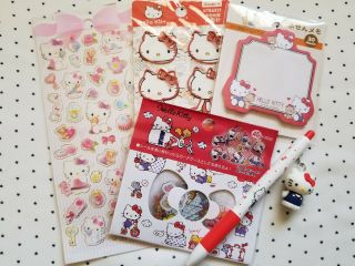 Sanrio Hello Kitty Stickers & Memo Pad Kawaii Stationery Bundle