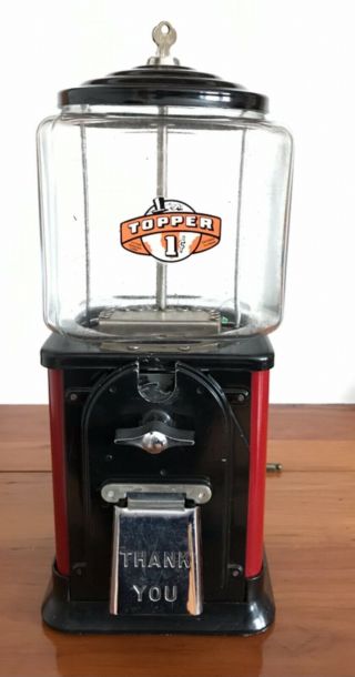 Vintage 1950’s Victor Topper 1¢ Gum Ball Vending Machine W/key Great