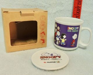 - - Rare Snoopy & Friends Ceramic Mug/ Cup With Lid - - Fujifilm & 7 Eleven