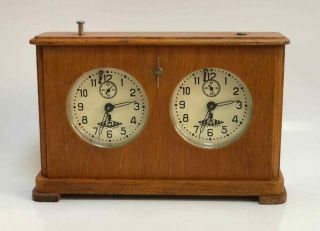 1963 Vintage Wooden Chess Tournament Clock Ussr Soviet Russian Antiques