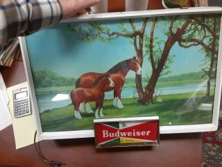 Vintage Budweiser King Of Beers Electric Light Up Sign 19 1/2×12 1/2 Clydesdales
