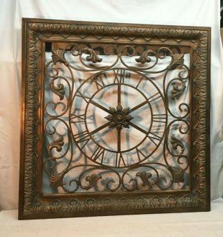 Vintage Large Architectural Salvage Brass Clock Face Wall Clock 36in X 36in Art