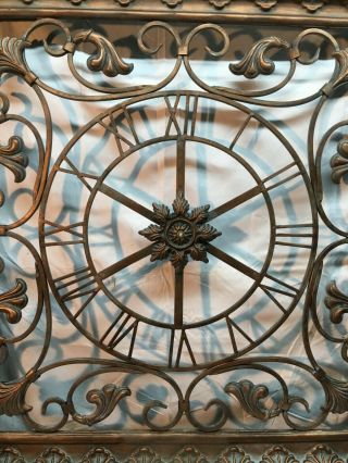 Vintage Large Architectural Salvage Brass Clock Face Wall Clock 36in x 36in Art 2