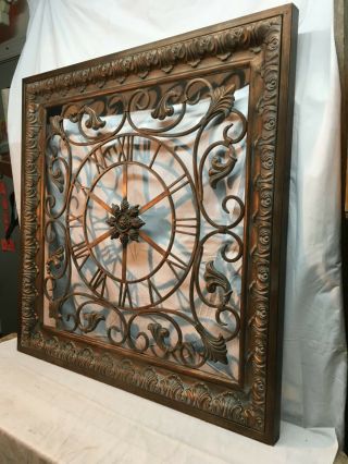 Vintage Large Architectural Salvage Brass Clock Face Wall Clock 36in x 36in Art 3