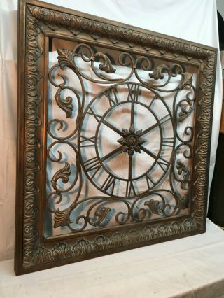 Vintage Large Architectural Salvage Brass Clock Face Wall Clock 36in x 36in Art 4