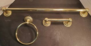 Phylrich Georgian And Barcelona Towel Bar,  Towel Ring And Paper Holder Brass