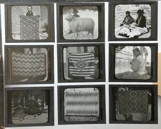 Vintage Native American Navajo Indian Weaving Blankets Lantern Slide - Two Boxes