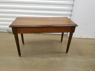 Vintage Solid Wood Mid Century Modern Piano Bench With Brass Feet,  Storage