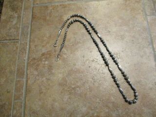 30 " Long Exceptional Vintage Navajo Sterling Silver Bead Necklace