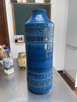 Huge Bitossi Italy Vintage Blue Pottery Lamp Base Nr