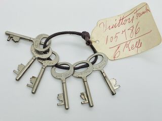 6 Vintage Louis Vuitton Brass Skeleton Trunk Keys W/tag,  105786,  Mary Hartline