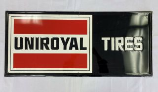 Large Vintage Uniroyal Tires Metal Sign Embossed 1983