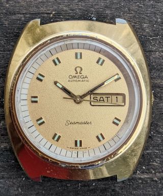 Vintage Omega Electroplate Seamaster Automatic Day/date - Running
