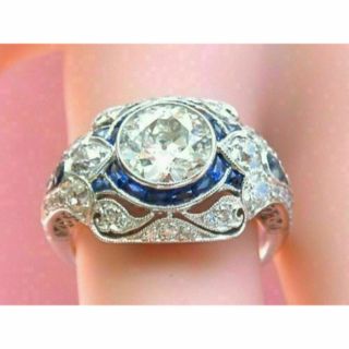 Vintage Art Deco 3.  12ct Round Diamond Engagement Wedding Ring In 14k White Gold