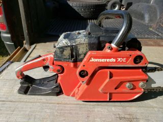 Vintage Jonsered 70 E Muscle Chainsaw Runs AS - IS Top Model 70cc 135 PSI 6