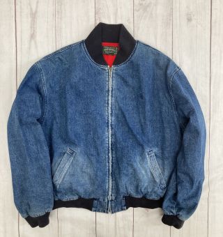 Vintage Ralph Lauren Polo Country Denim Bomber Jacket Made In Usa Sport Rrl Xl