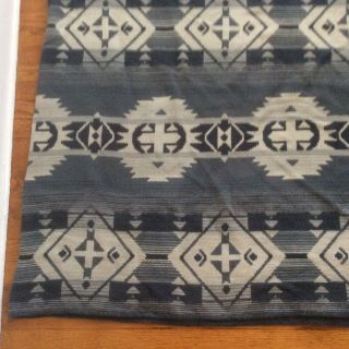 Vintage Ralph Lauren Cotton Aztec Tribal Blue Print Blanket 106” X 93” 4
