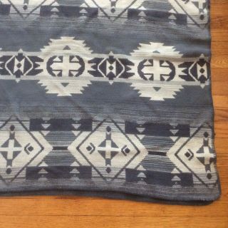 Vintage Ralph Lauren Cotton Aztec Tribal Blue Print Blanket 106” X 93” 5