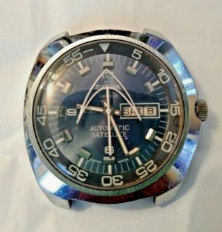 Vintage Sicura By Breitling Automatic Satellite Watch Runs Blue Dial 3