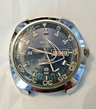Vintage Sicura By Breitling Automatic Satellite Watch Runs Blue Dial 4