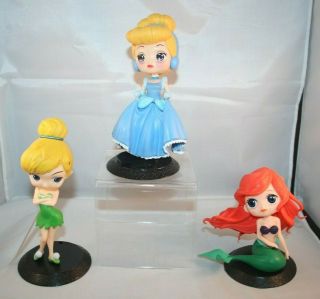 Banpresto Disney Character Q Posket - Cinderella,  Ariel,  And Tinker Bell
