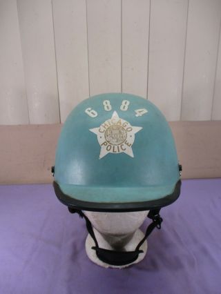 Vintage 1960 - 1970 ' s Chicago Police Riot Motorcycle Helmet RETIRED 2