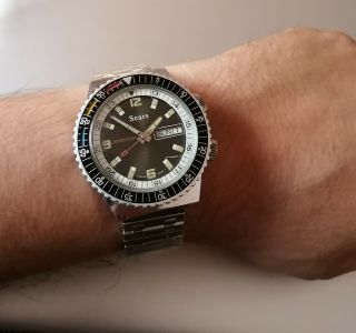 Vintage Swiss Diver Watch Hand Wiinding Sears (sicura - Breitling) Oversize 41mm