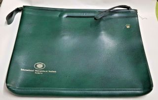 Vintage Authentic Rolex Leather Document Holder / Bag / Briefcase Green Colour