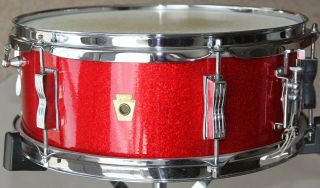 Vintage 1967 Ludwig Red Sparkle Pioneer Snare Drum 5 " X14 " Keystone Badge