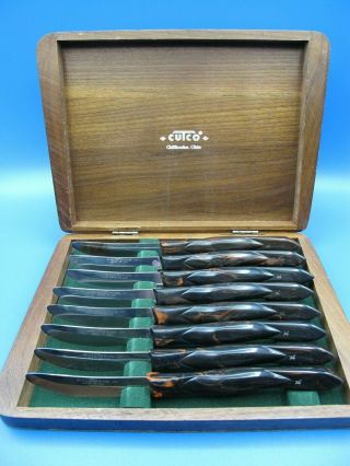 Vintage Cutco 1759 C77 Steak Kitchen Knife Set Of 8 In Wood Case