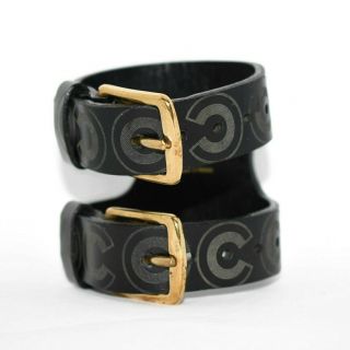 CHANEL • COCO • Black Leather Wide Cuff Bracelet • Vintage Autumn / Winter 2001 4
