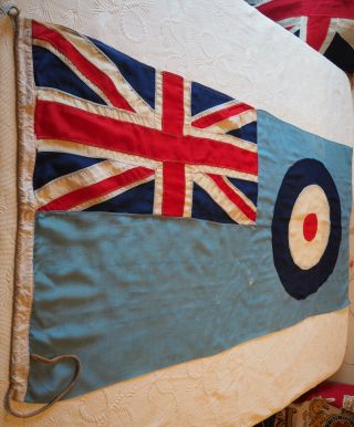 Ww2 Era British Raf Panel Stitched Ensign : Vintage Union Jack Flag Old