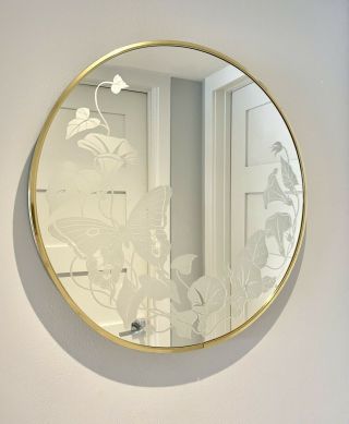 Windsor Art - Vintage Mid Century Modern Gloria Eriksen Butterfly Etched Mirror