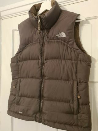 Ladies The North Face Brown Goose Down 700 Quilted Gilet Size S/p Uk 10 Vintage