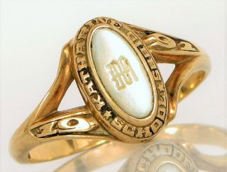 Vtg Designer Signed 10k Yellow Gold Katharine Gibbs High School 1992 Class Ring