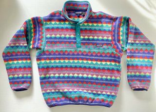 Vintage Patagonia Synchilla Snap T Size Medium Made In Usa 1992 Fleece Pullover