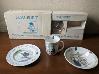 Vintage 1974 Coalport Paddington Bear England Bone China Nursery Ware Set Of 3