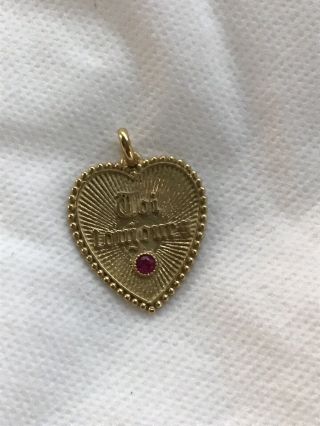 Vintage French Tois Toujours (you Forever) 18k Yellow Gold Ruby Heart Charm