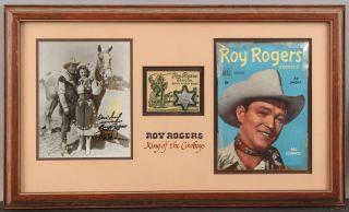 Vintage Authentic Roy Rogers & Dale Evans Signed Photo,  Toy Badge & Comic Book 2