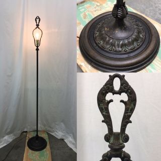 Antique Vtg Floor Lamp Arts & Crafts Deco Victorian Industrial " Bronze ",  Rewired
