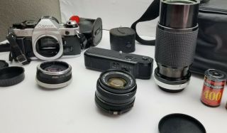 Vtg Canon Ae - 1 Program 35mm Film Camera Bundle Case,  Lents.