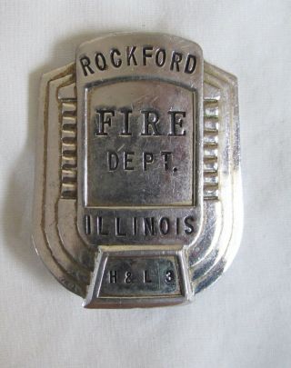 Vintage Rockford Il Ill Illinois Fire Department Uniform Badge Fireman Dept Fd