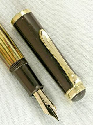 Vintage Pelikan 400 Fountain Pen Flexible Nib Brown Tortoise Stripes