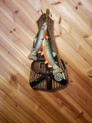Arctic Char Wood Carving Fishing Diorama Vintage Fish Decoy Casey Edwards