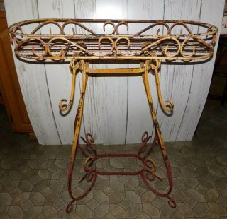 Large Vintage Antique Wrought Iron Plant Stand Planter 32 " Long 34 " High
